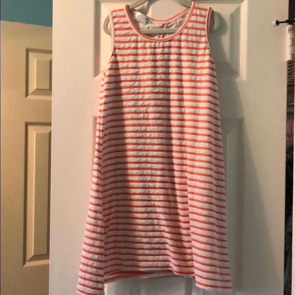 Girls orange and white striped dress